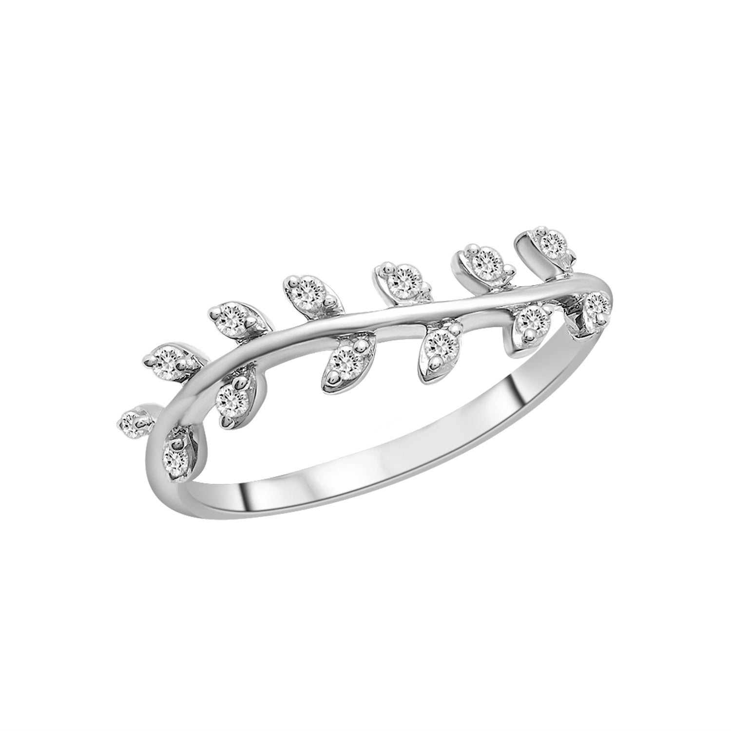 Desi Diamond Leaf Ring In Silver