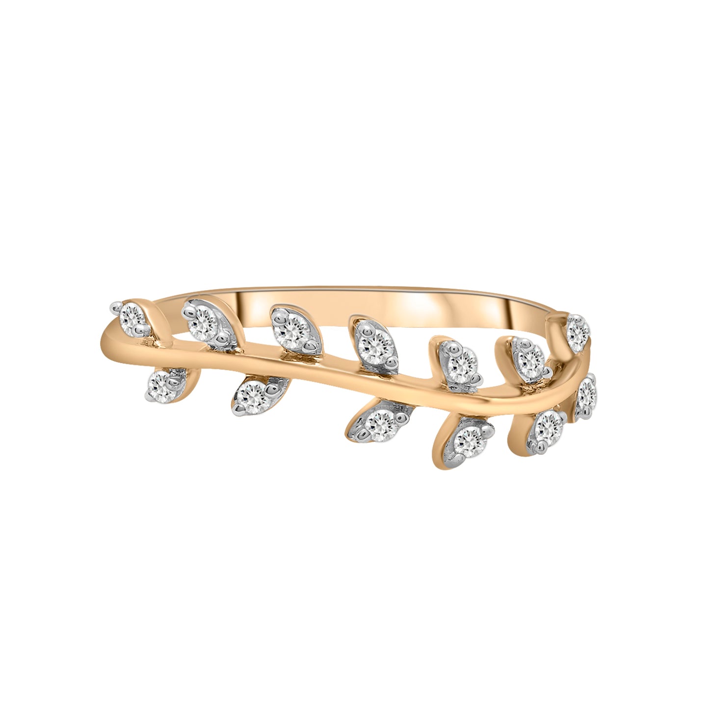 Desi Diamond Leaf Ring In Gold