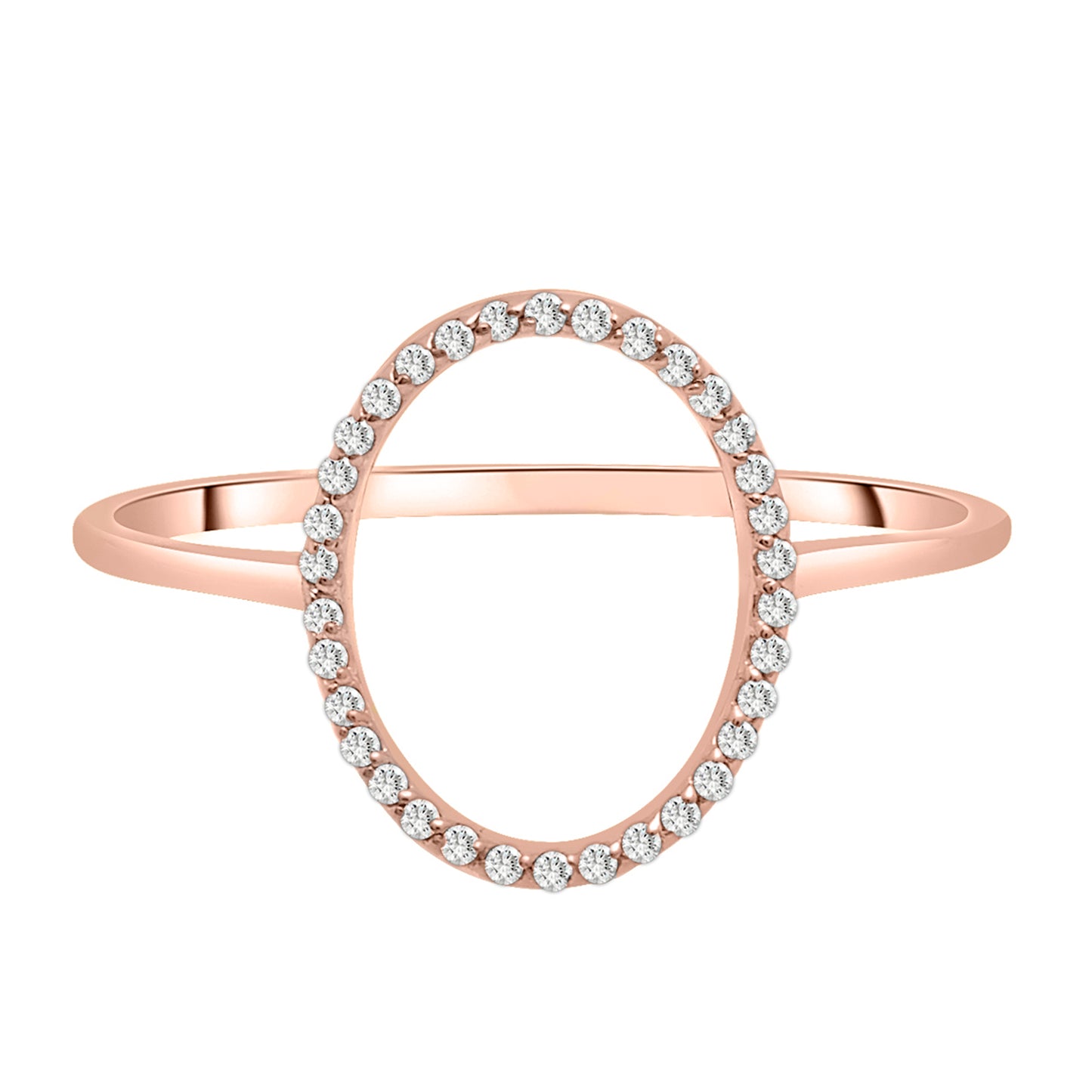 Open Oval Diamond Shape Ring in Rose Gold