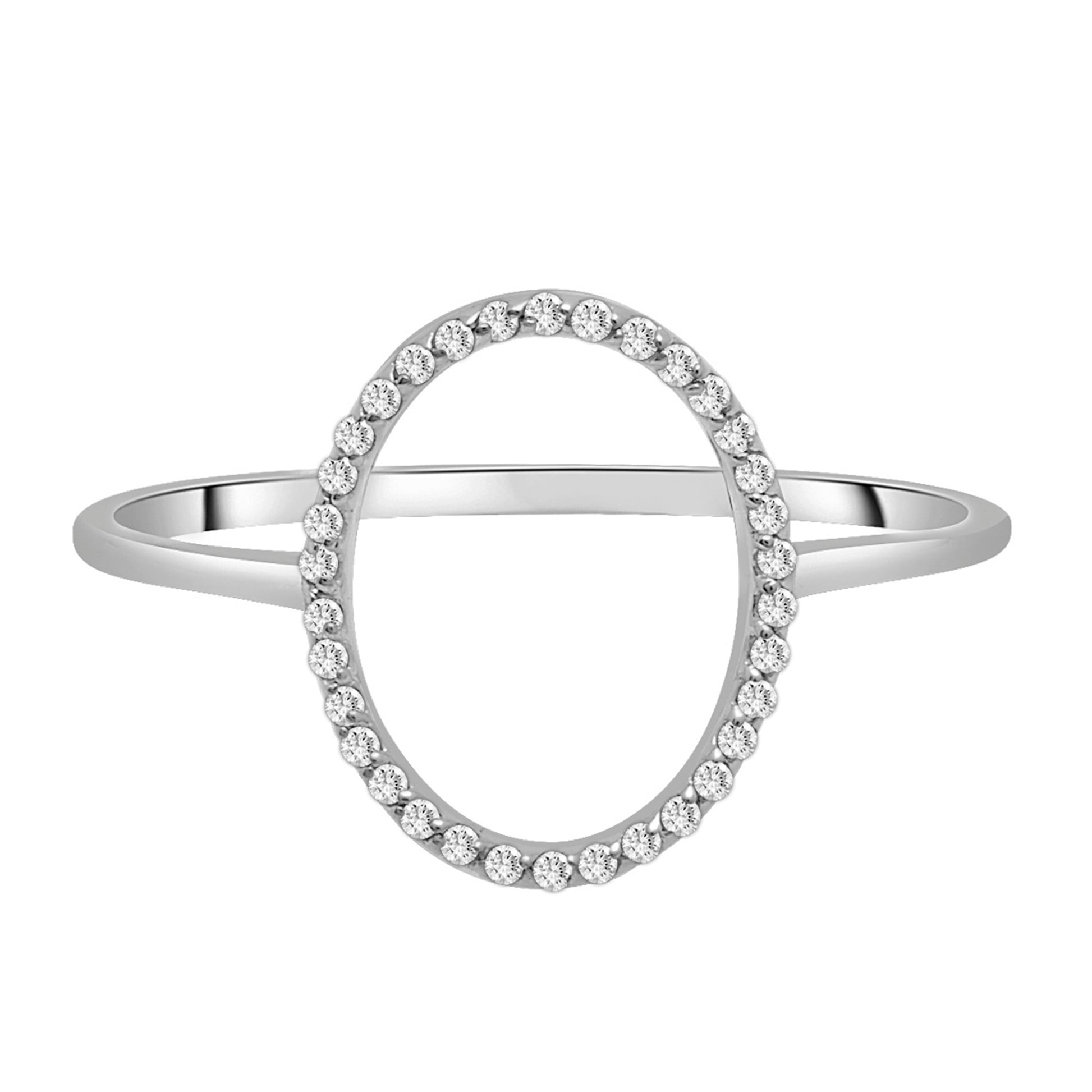 Open Oval Diamond Shape Ring in White Gold