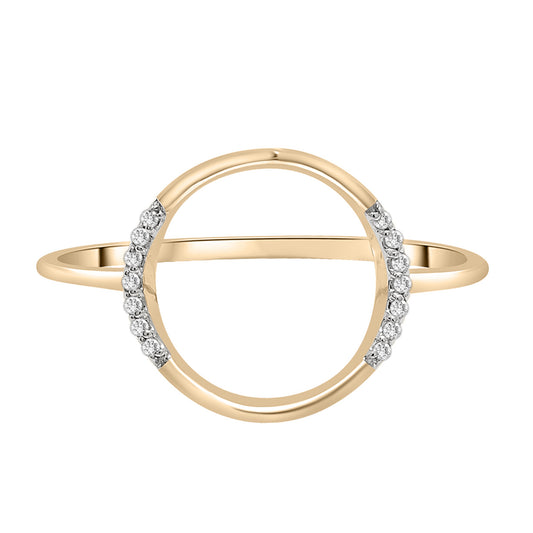 Image for Open Circle Half Diamond Shape Ring
