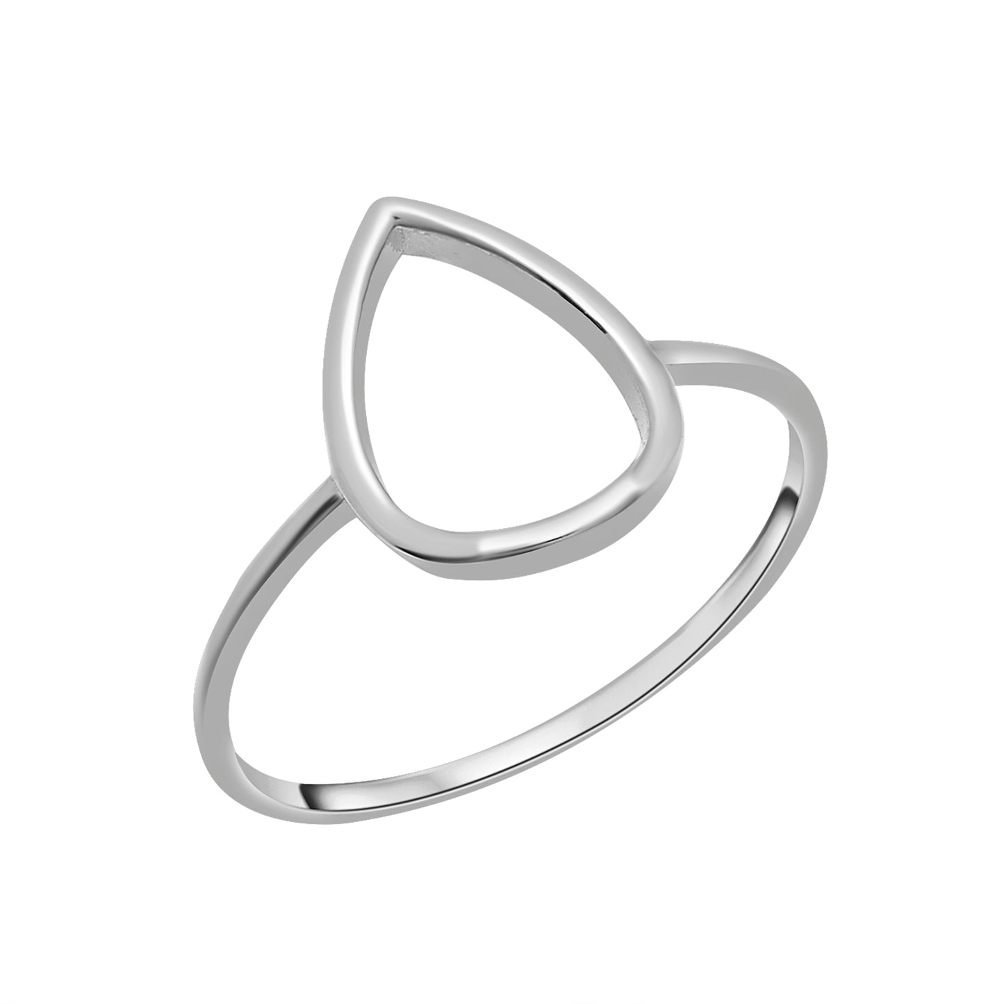 Open Pear Shape Ring in White Gold