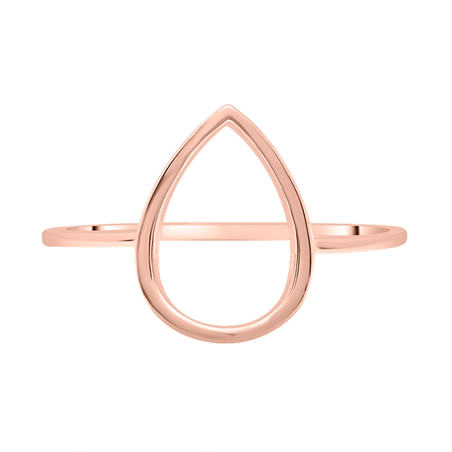 Open Pear Plain Gold Shape Ring in Rose Gold