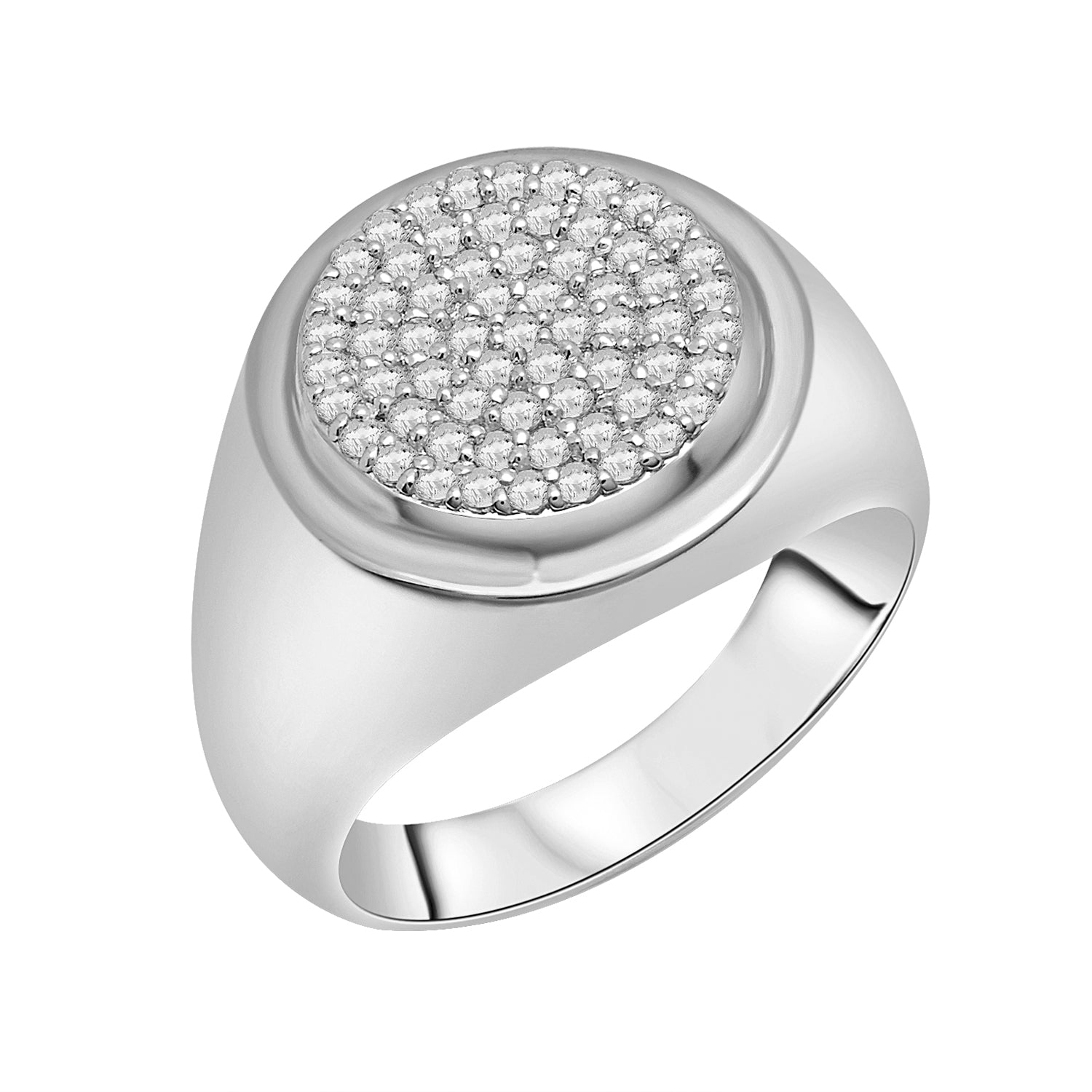 Circle Signet Diamond Ring Placed in Silver