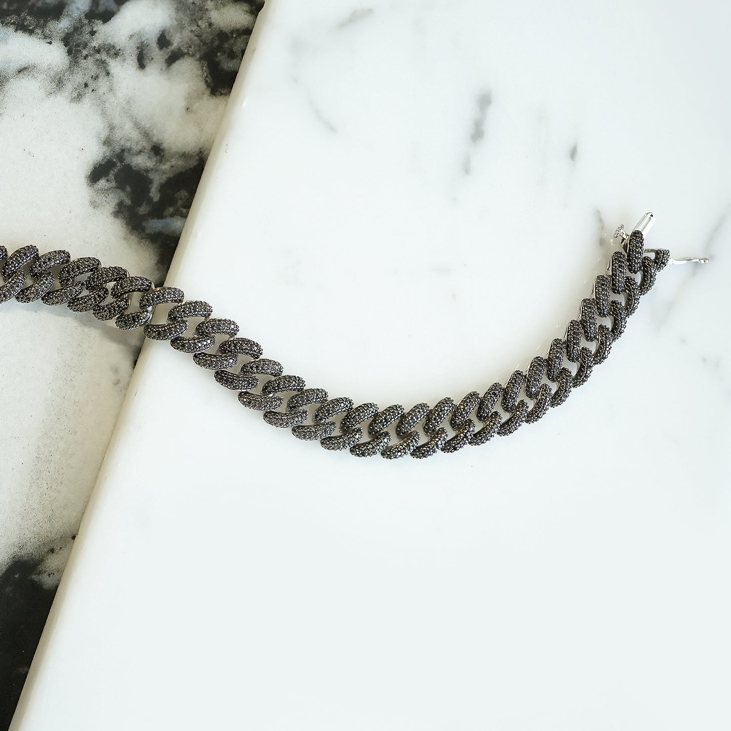 Black Diamond Curb Bracelet Placed on the Table