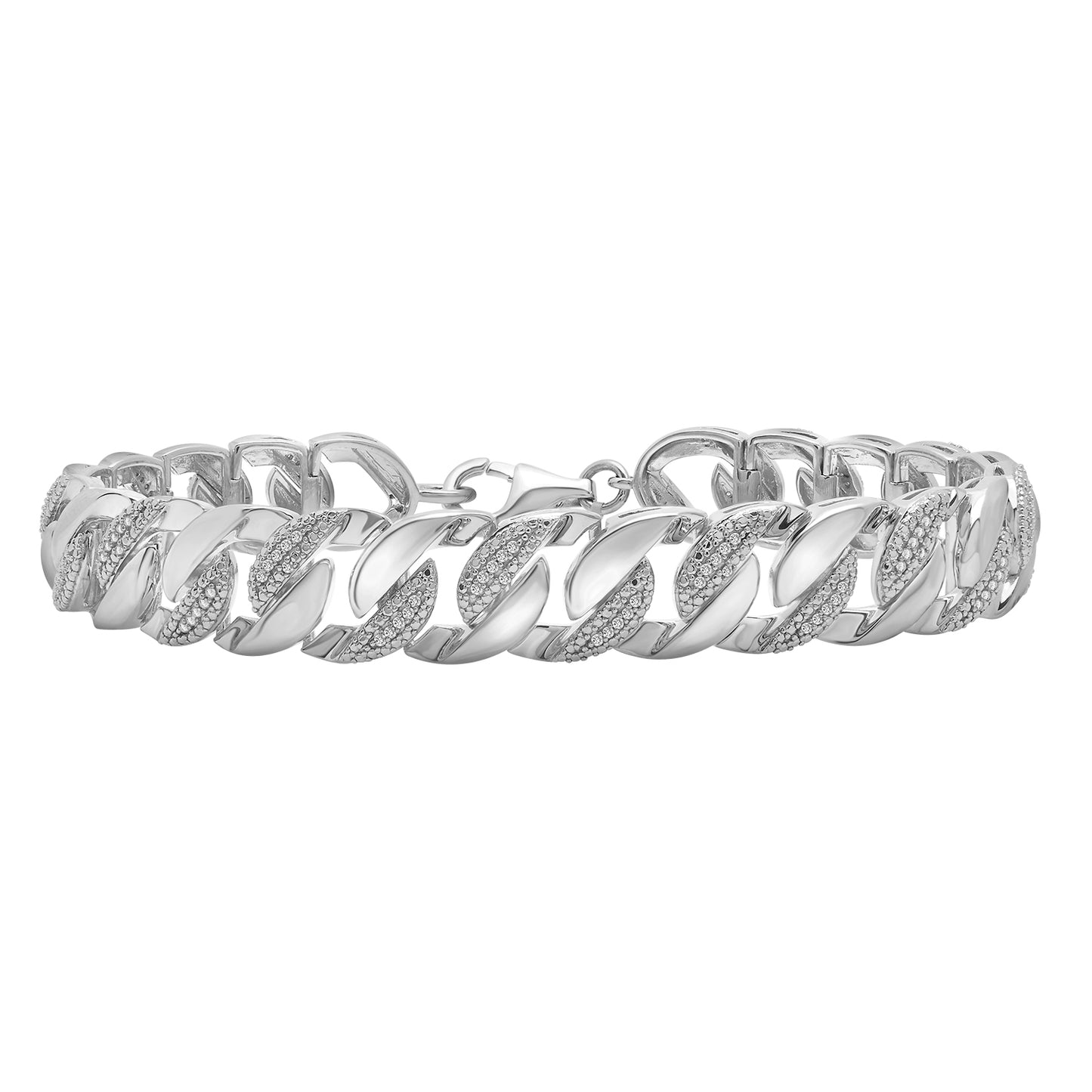 Diamond Link Bracelet In Silver