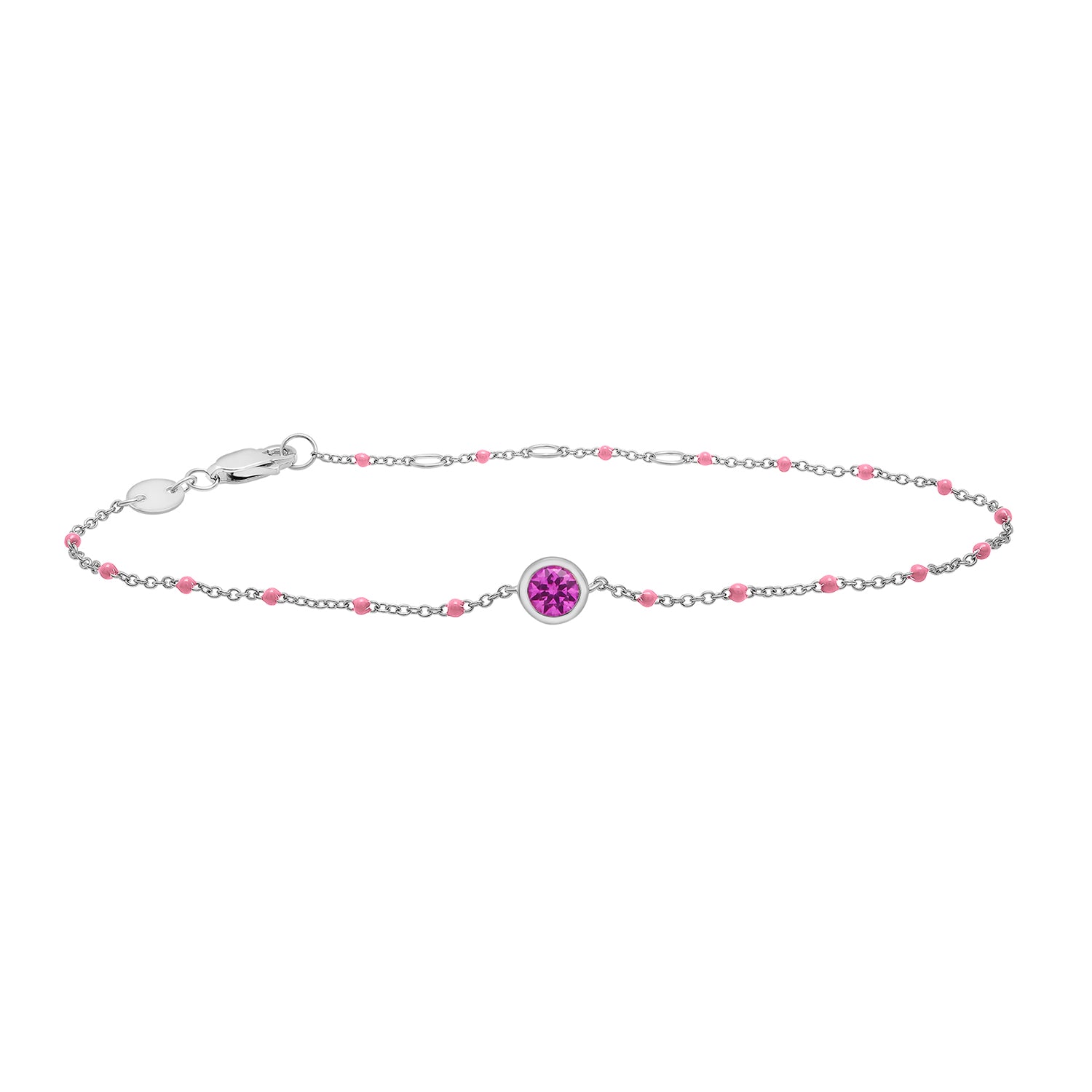 Birthstone Enamel Bracelet in light Pink Color