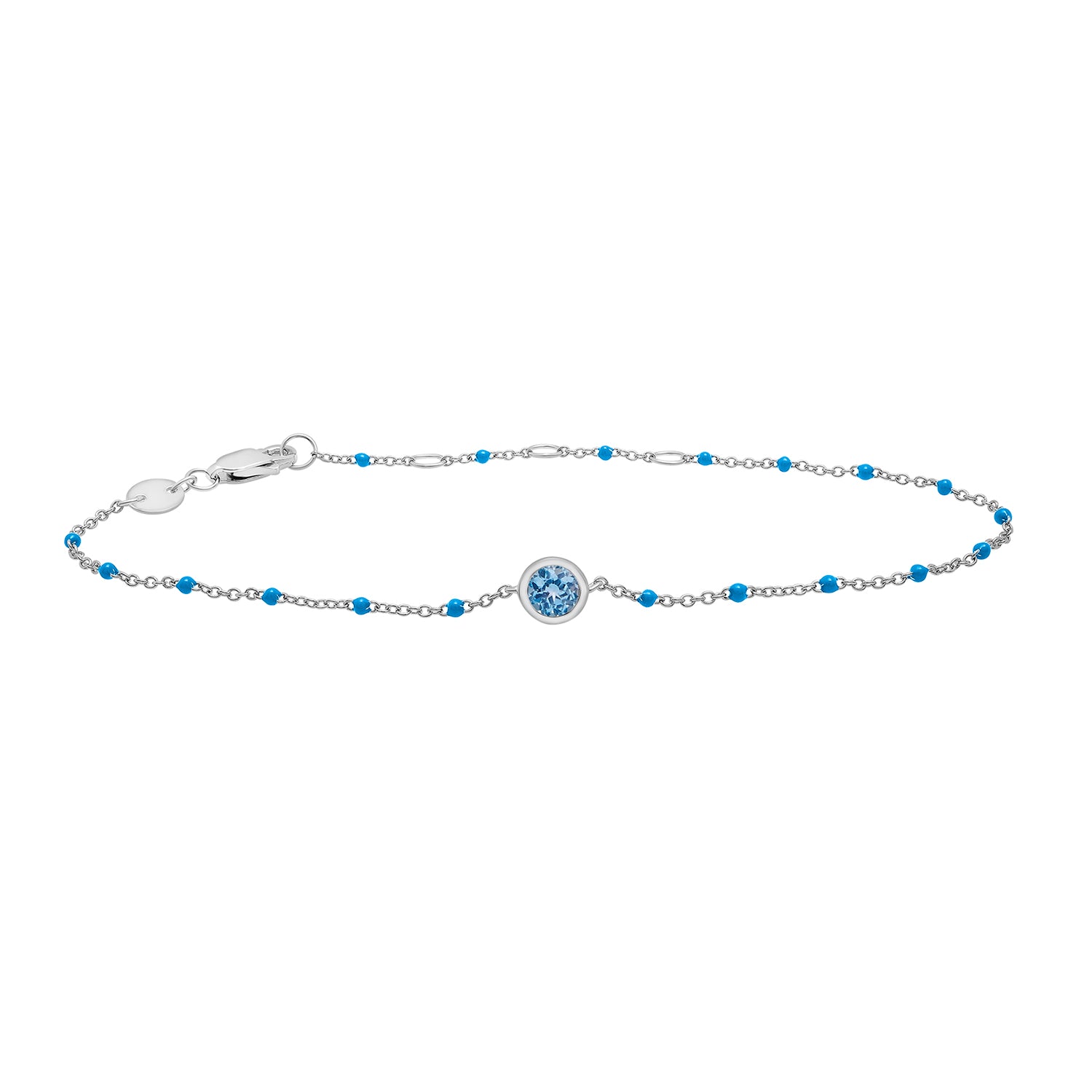 Birthstone Enamel Bracelet in Sky Blue Color