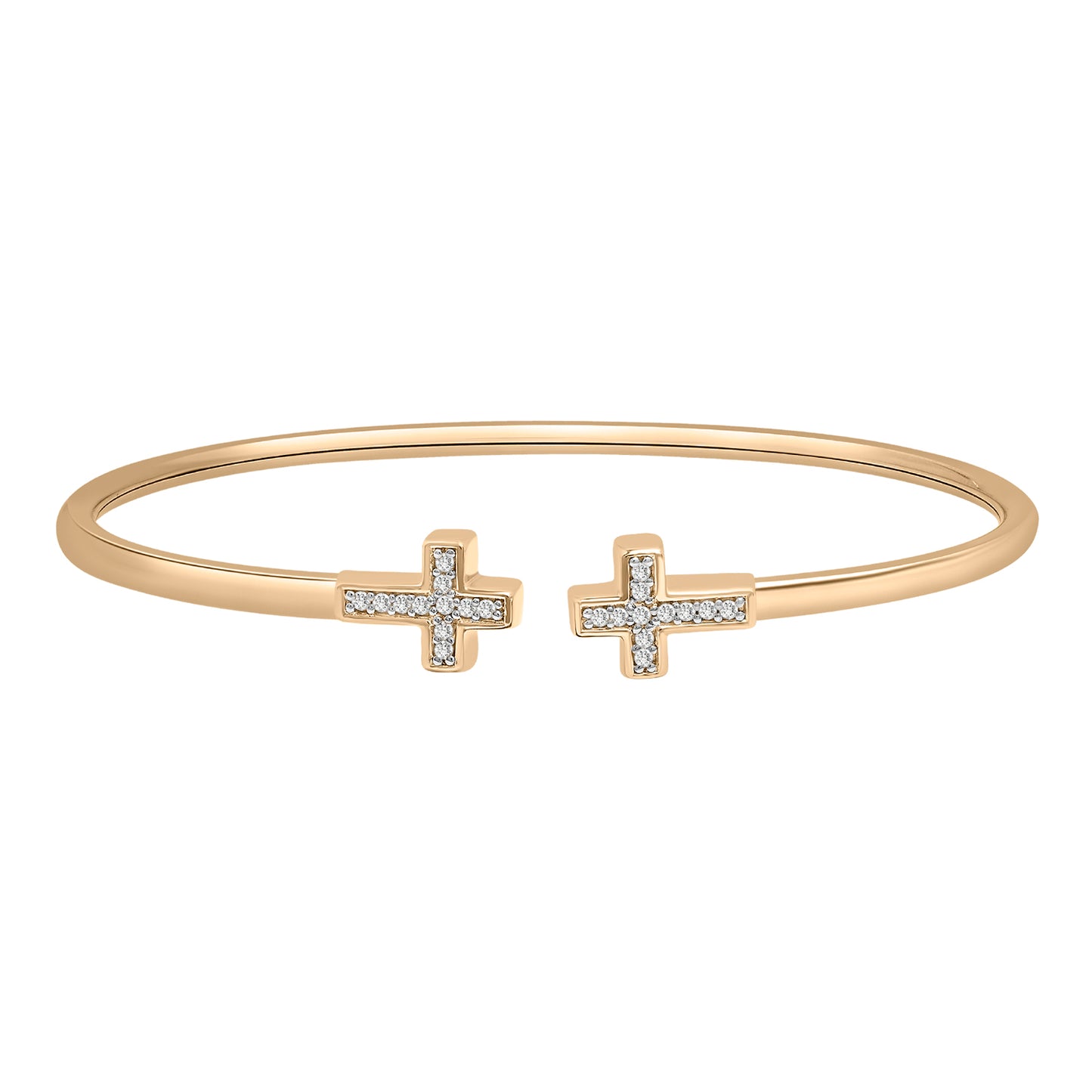 Brandi Open Diamond Cross Bangle Bracelet in Gold