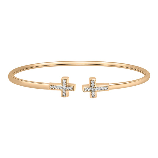 Image for Brandi Open Diamond Cross Bangle Bracelet in Gold