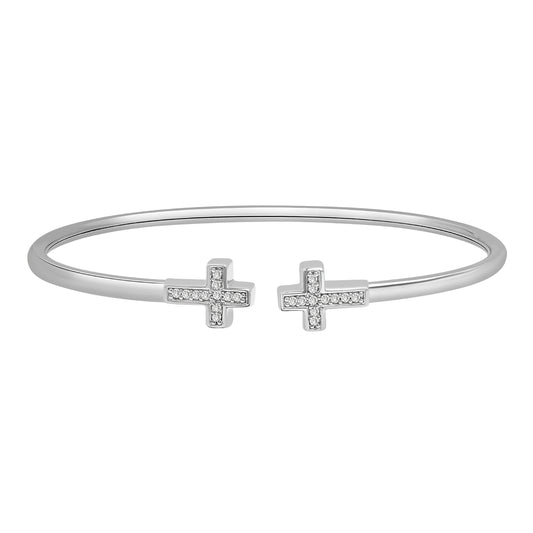Image for Brandi Open Diamond Cross Bangle Bracelet