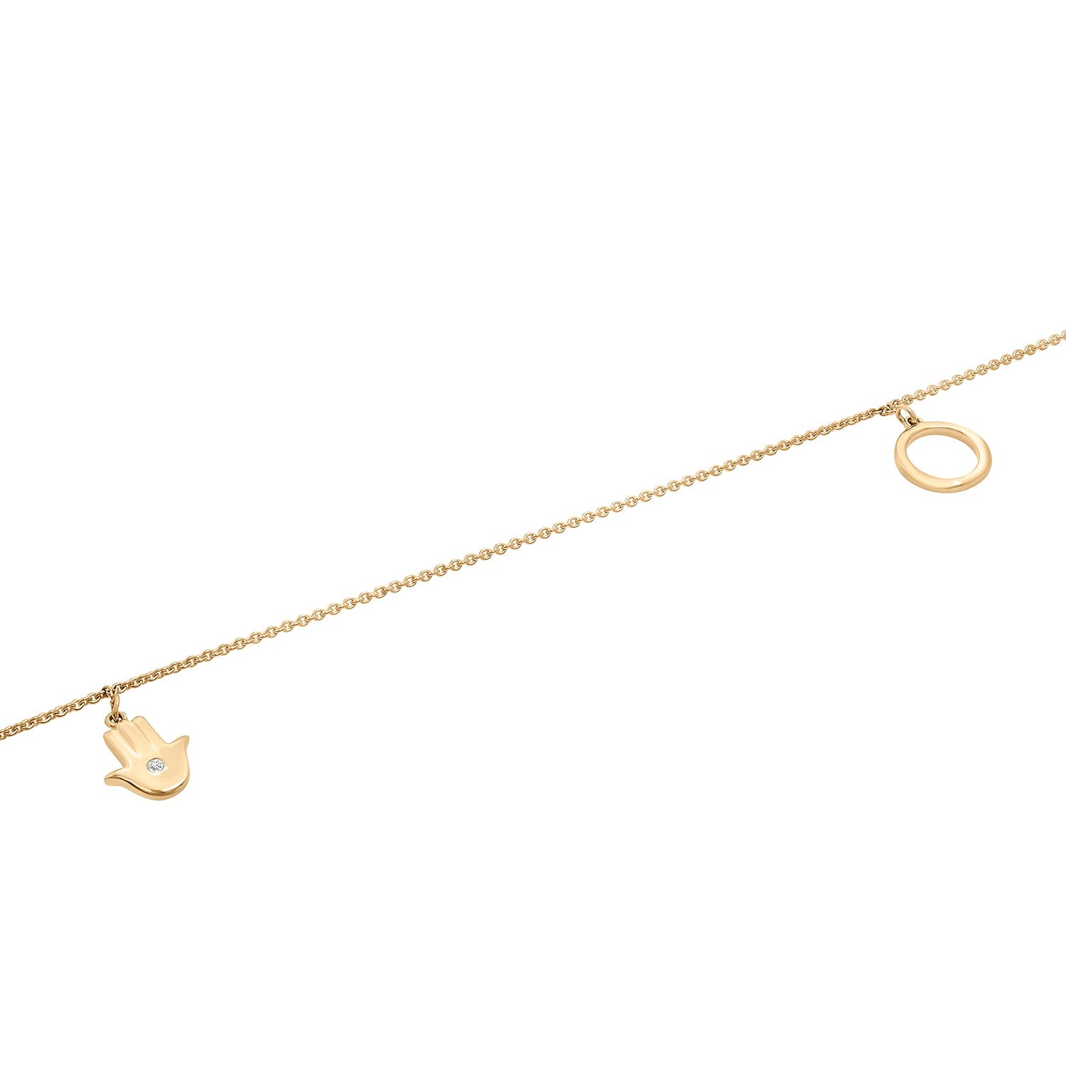 Averie Diamond Circle & Hamsa Anklet with Golden chain