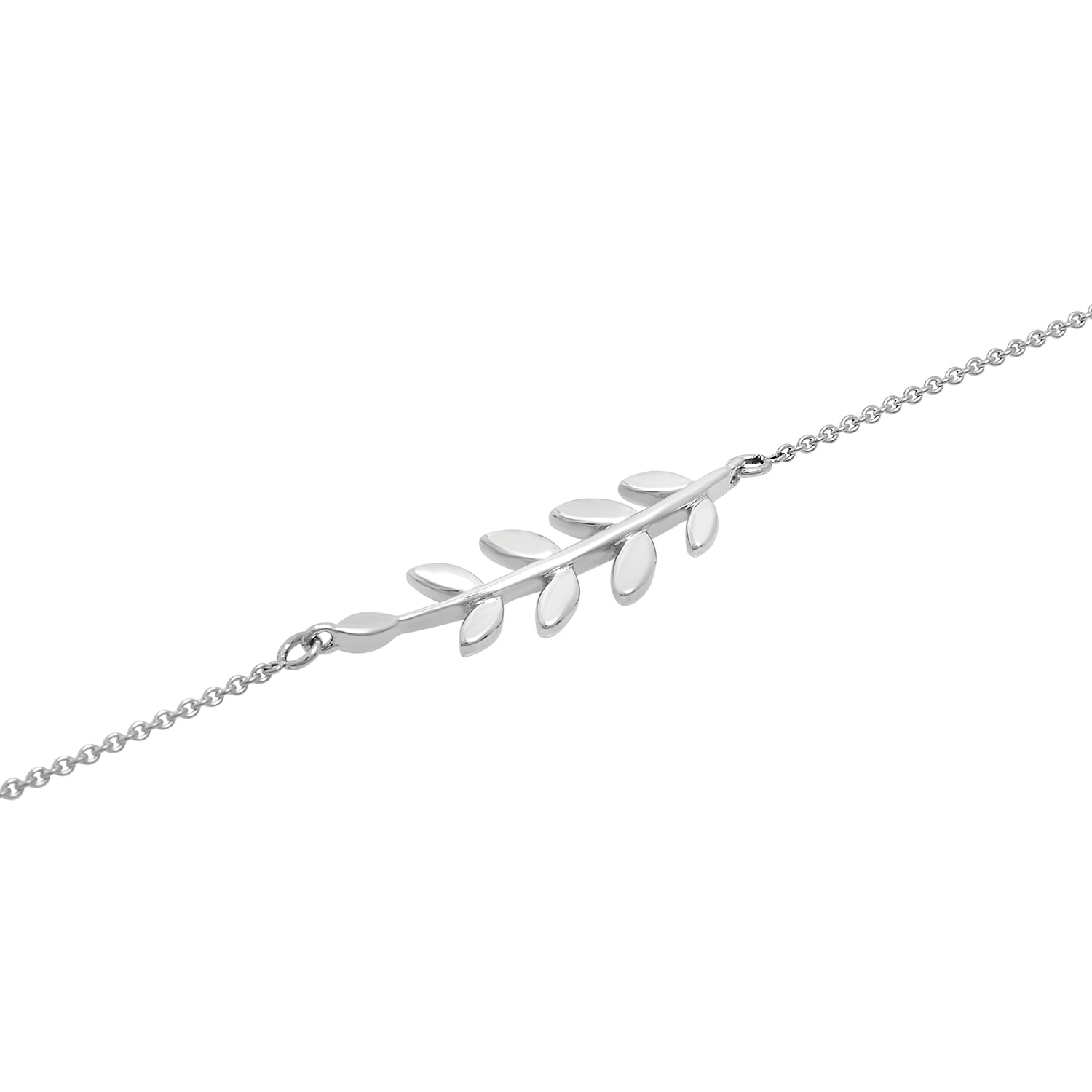 Audrey Leaf Branch Anklet with silver chain