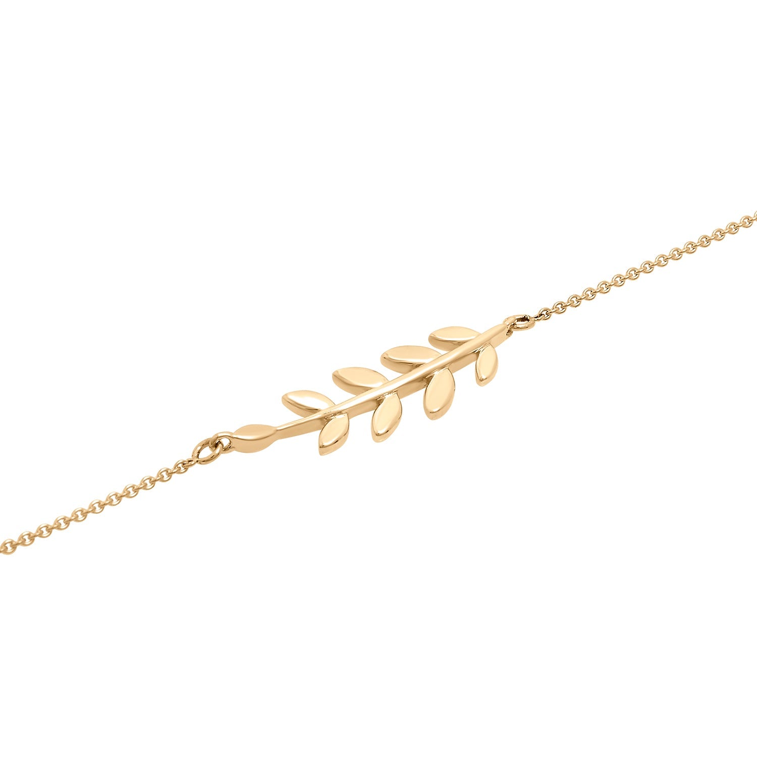 Audrey Leaf Branch Anklet with Gold chain