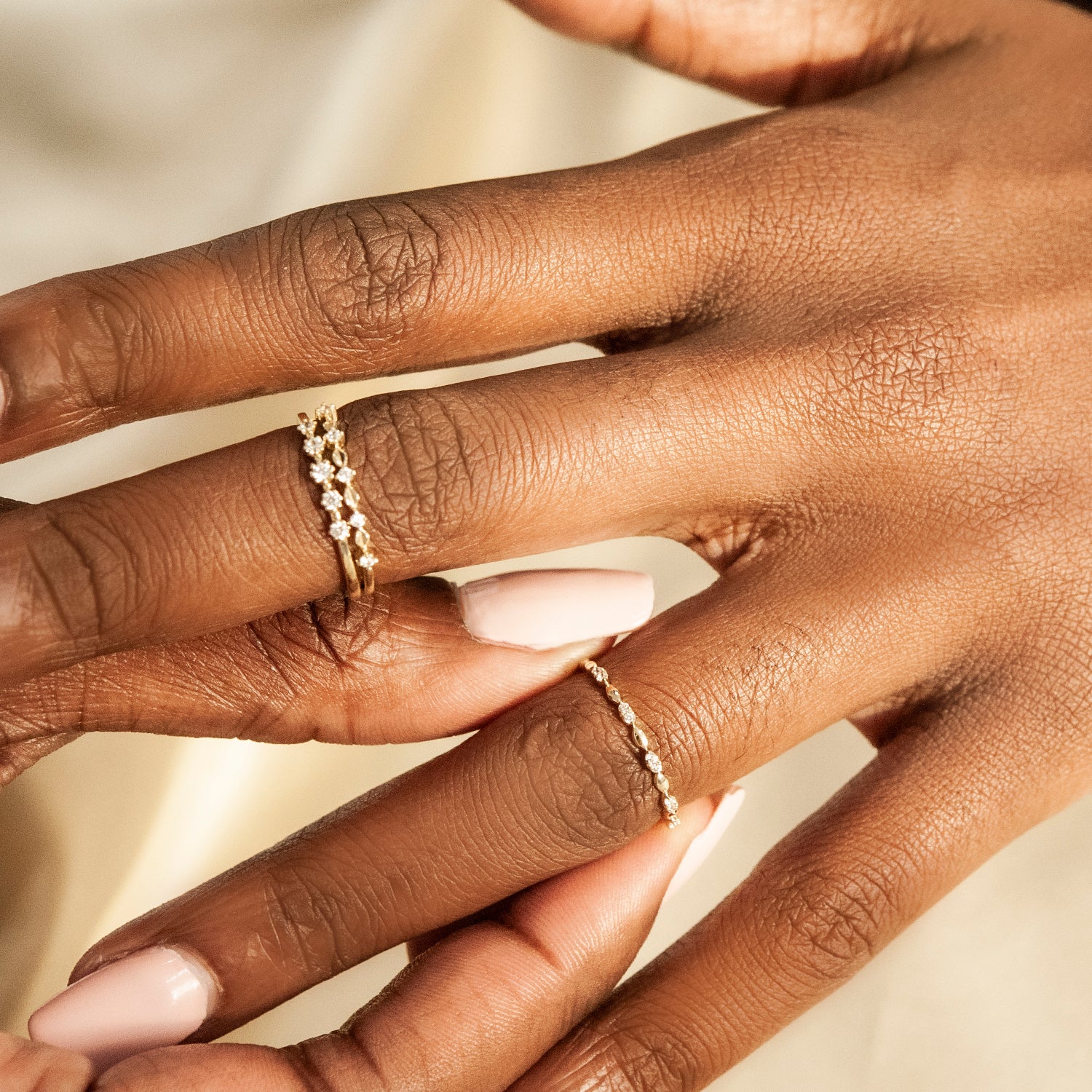 Rose Diamond Row Ring for Hand