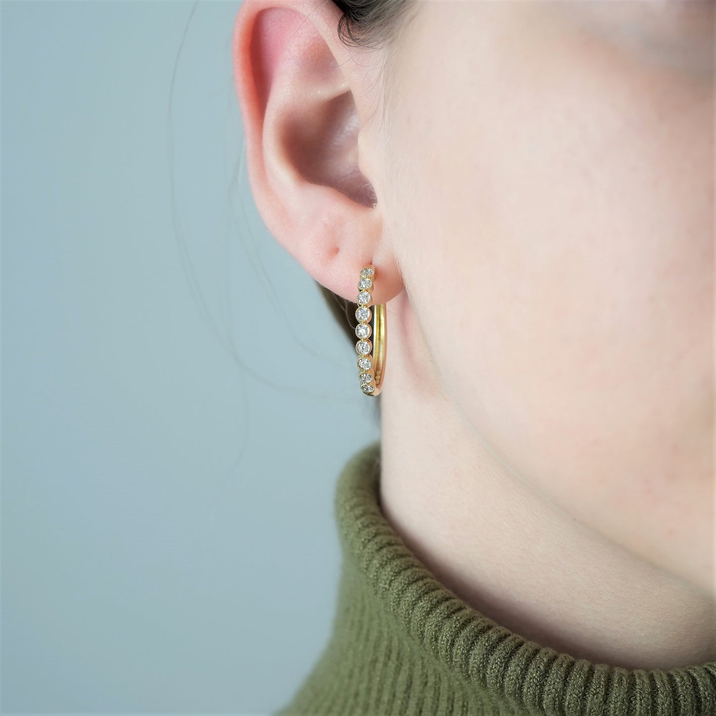 Elise Diamond Dot Hoop Earrings