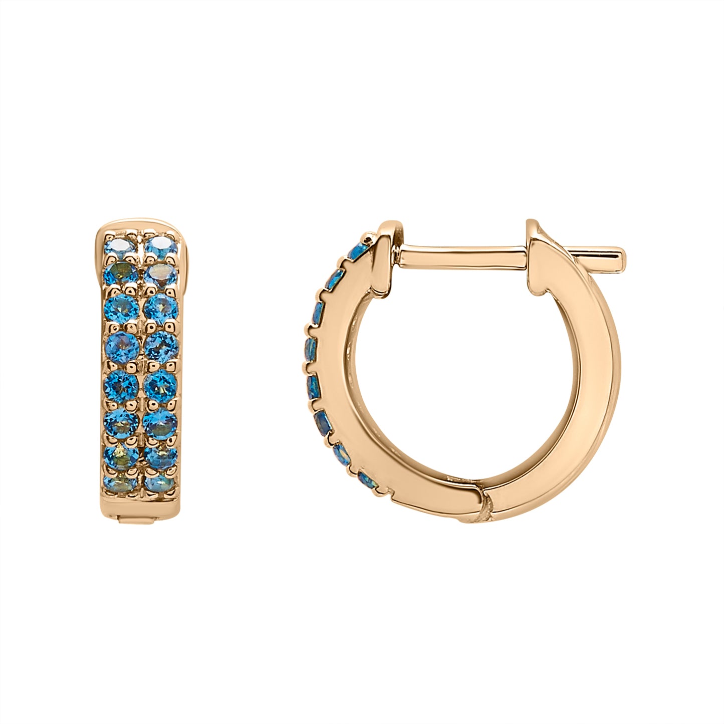 Eris Double Row Hinge Huggie Earrings In Blue Gold