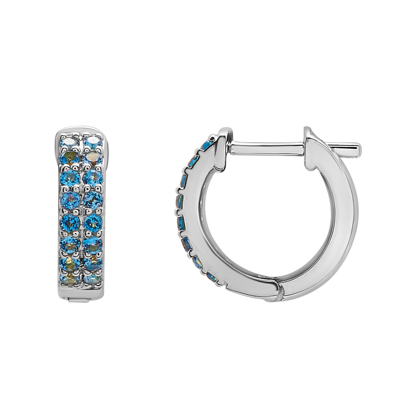 Eris Double Row Hinge Huggie Earrings In Blue Silver