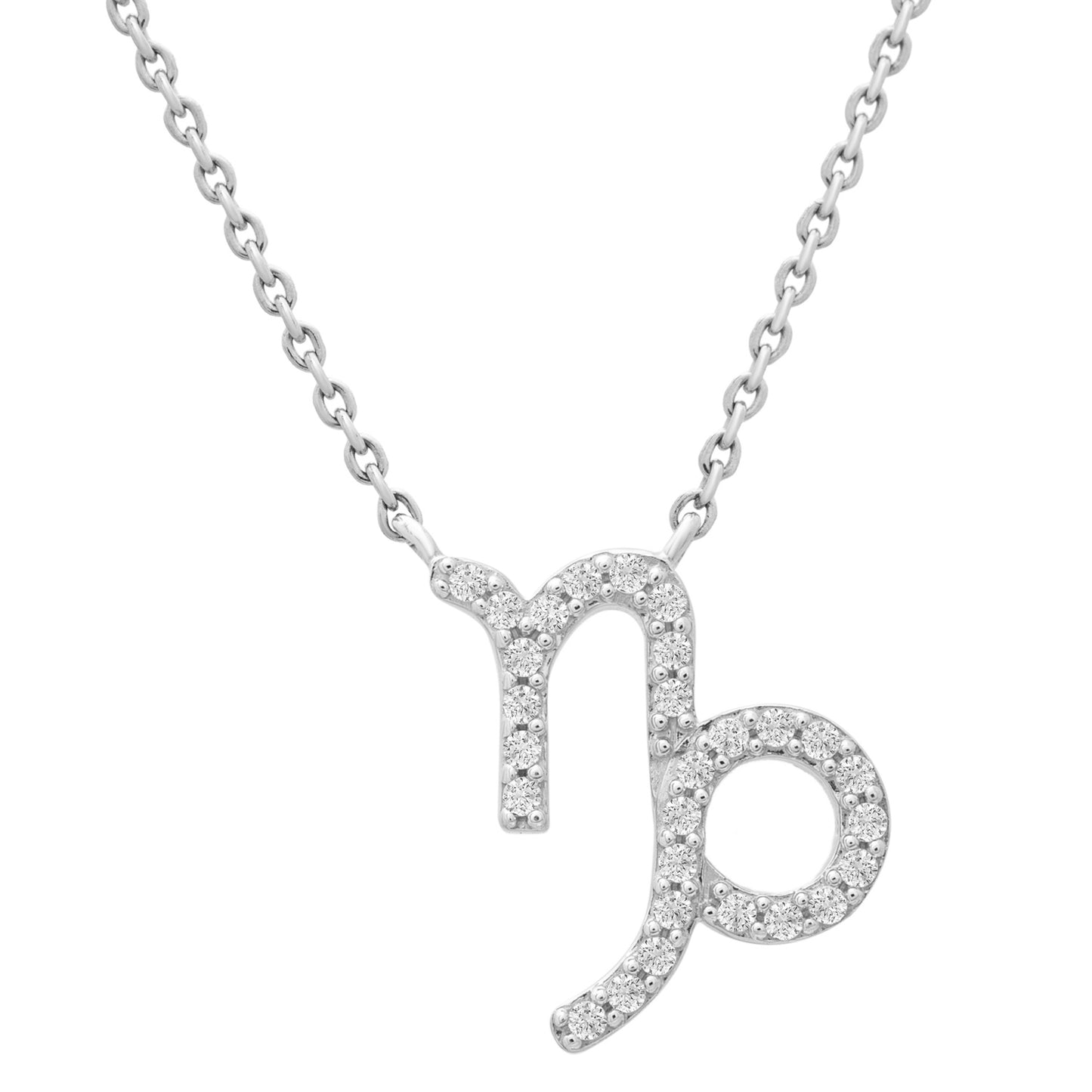 Capricorn Zodiac Diamond Necklace with Silver Chain