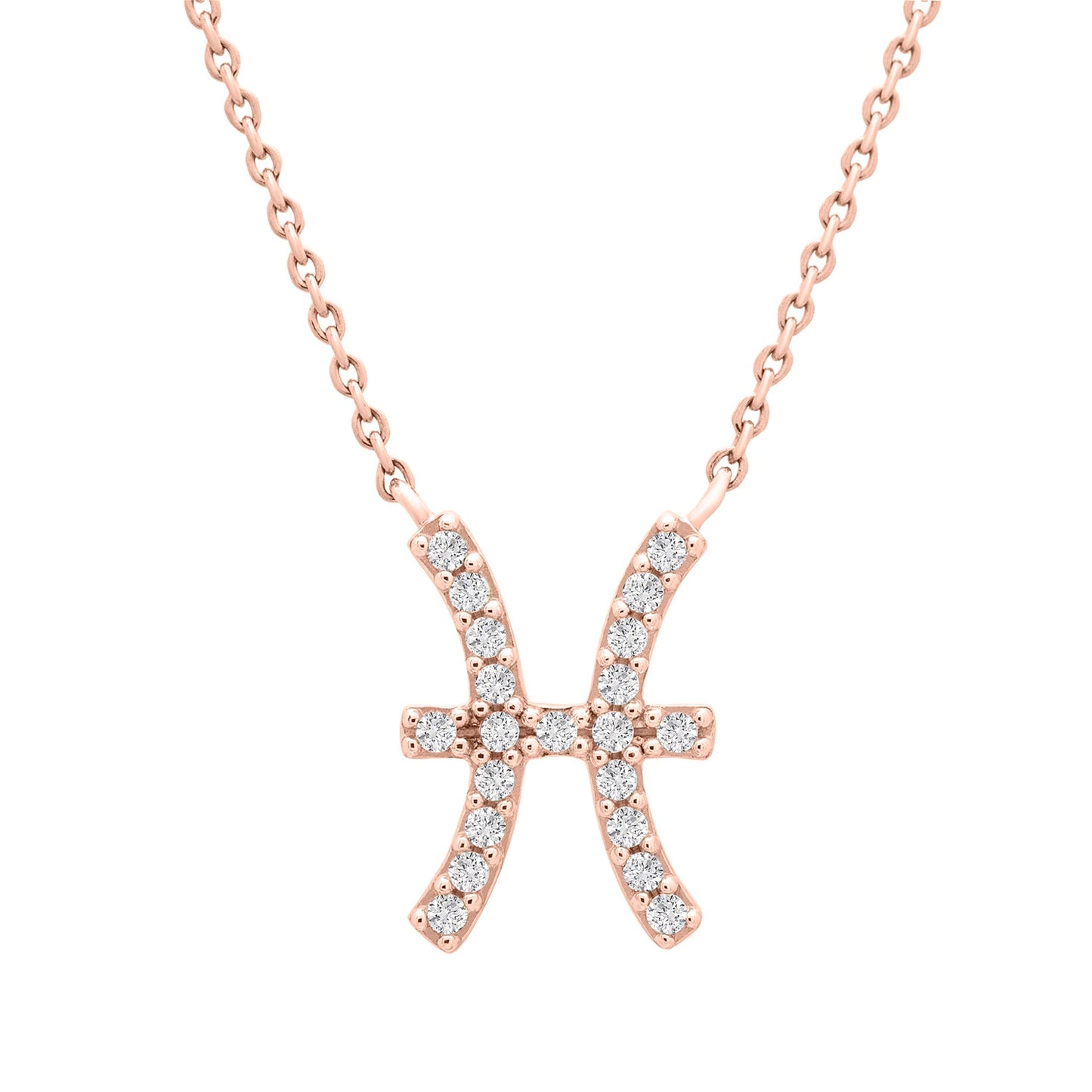 Pisces Zodiac Necklace in Rose Gold with Diamonds