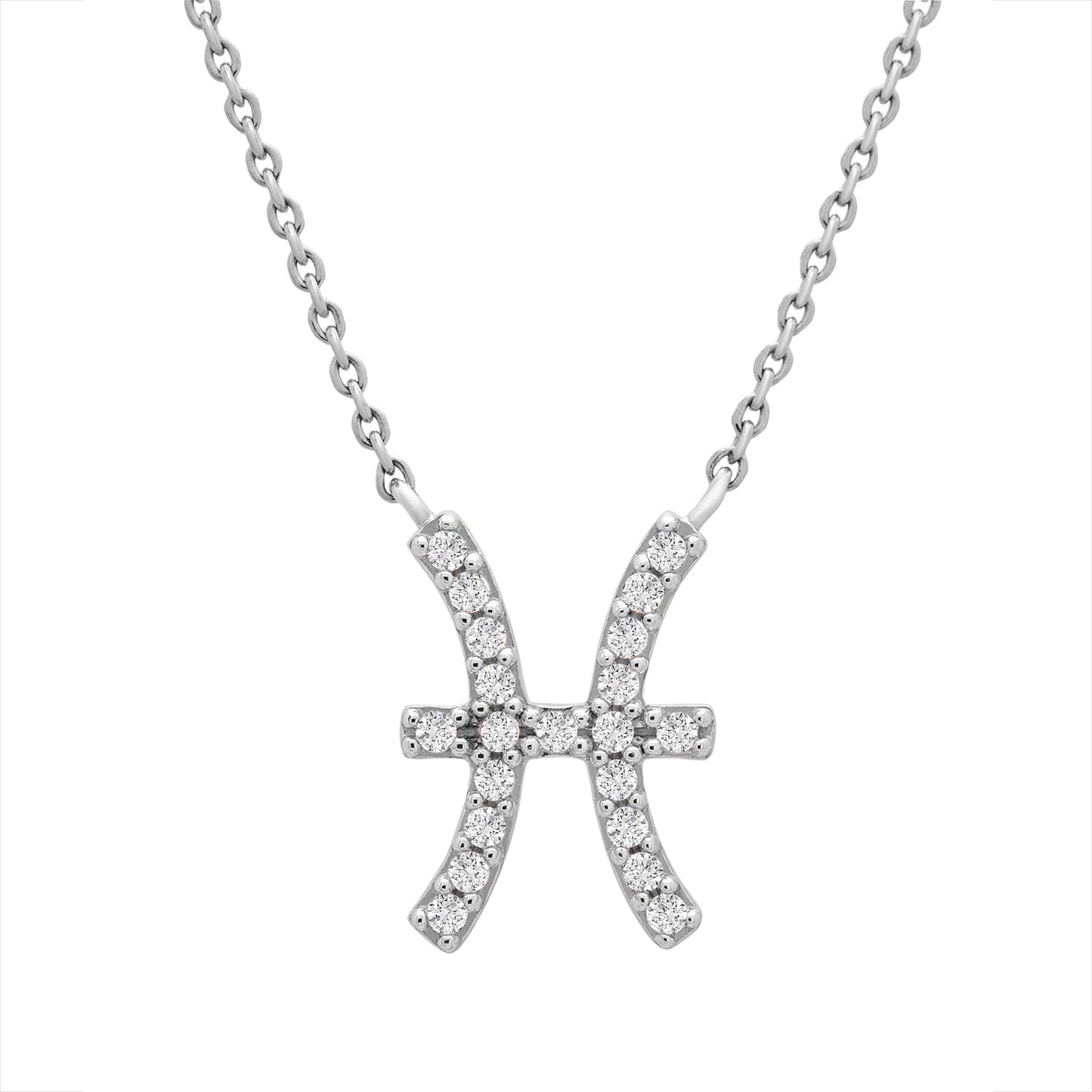 Pisces Zodiac Diamond Necklace in White Gold