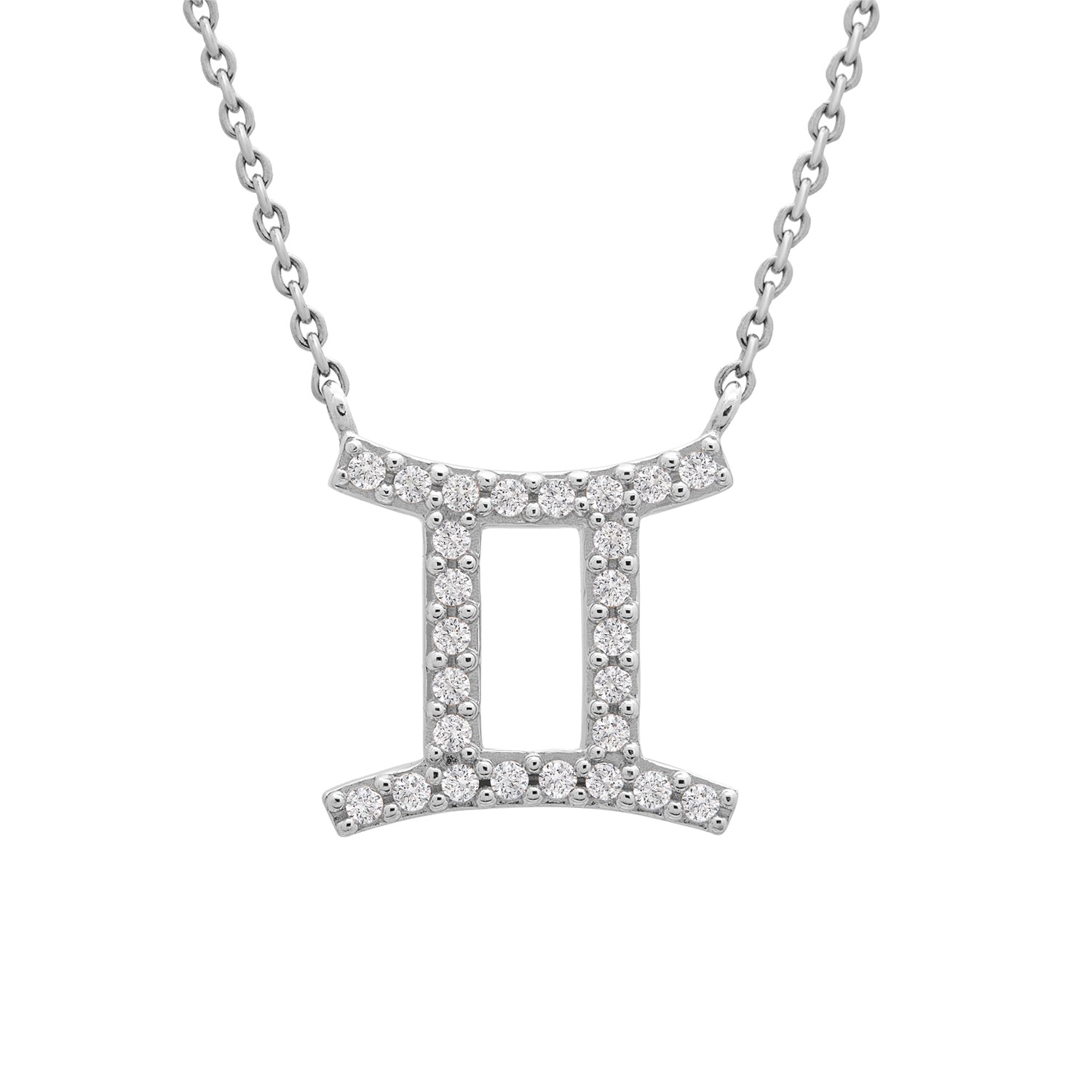 Gemini Zodiac Diamond Necklace In Silver