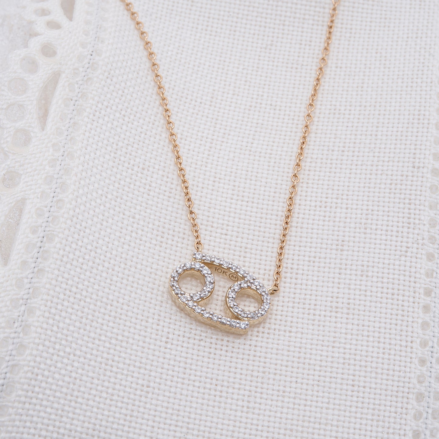 Cancer Zodiac Diamond Necklace With Gold Chain