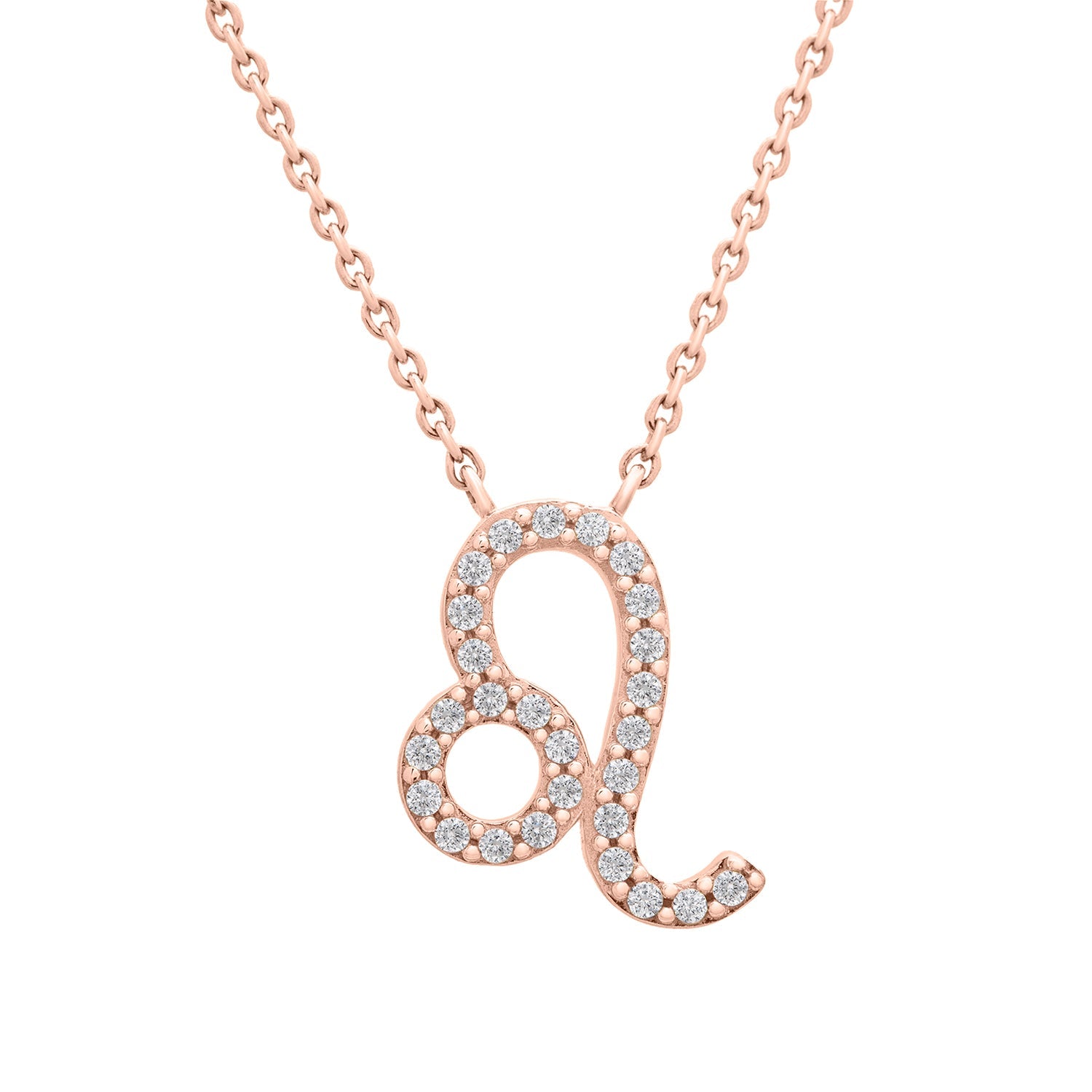 Leo Zodiac Diamond Necklace In Rose Gold