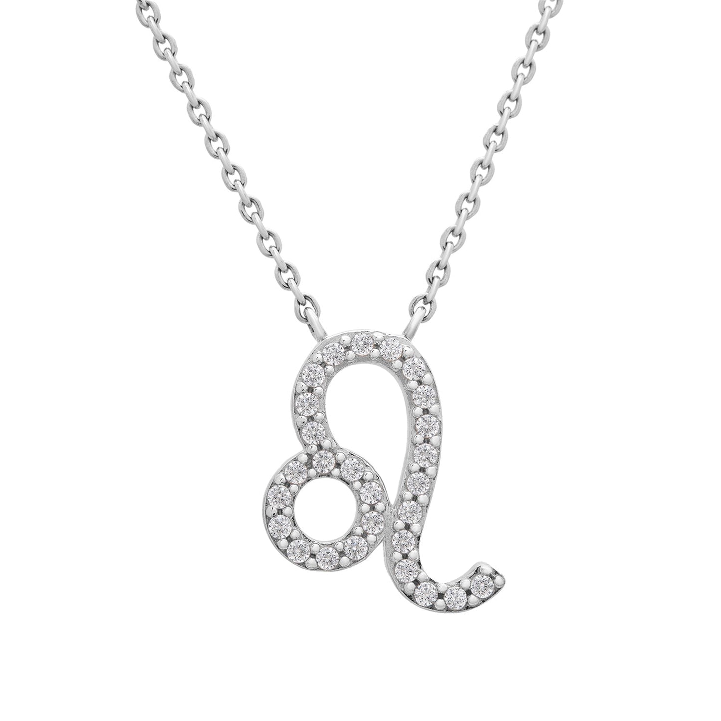 Leo Zodiac Diamond Necklace In Silver