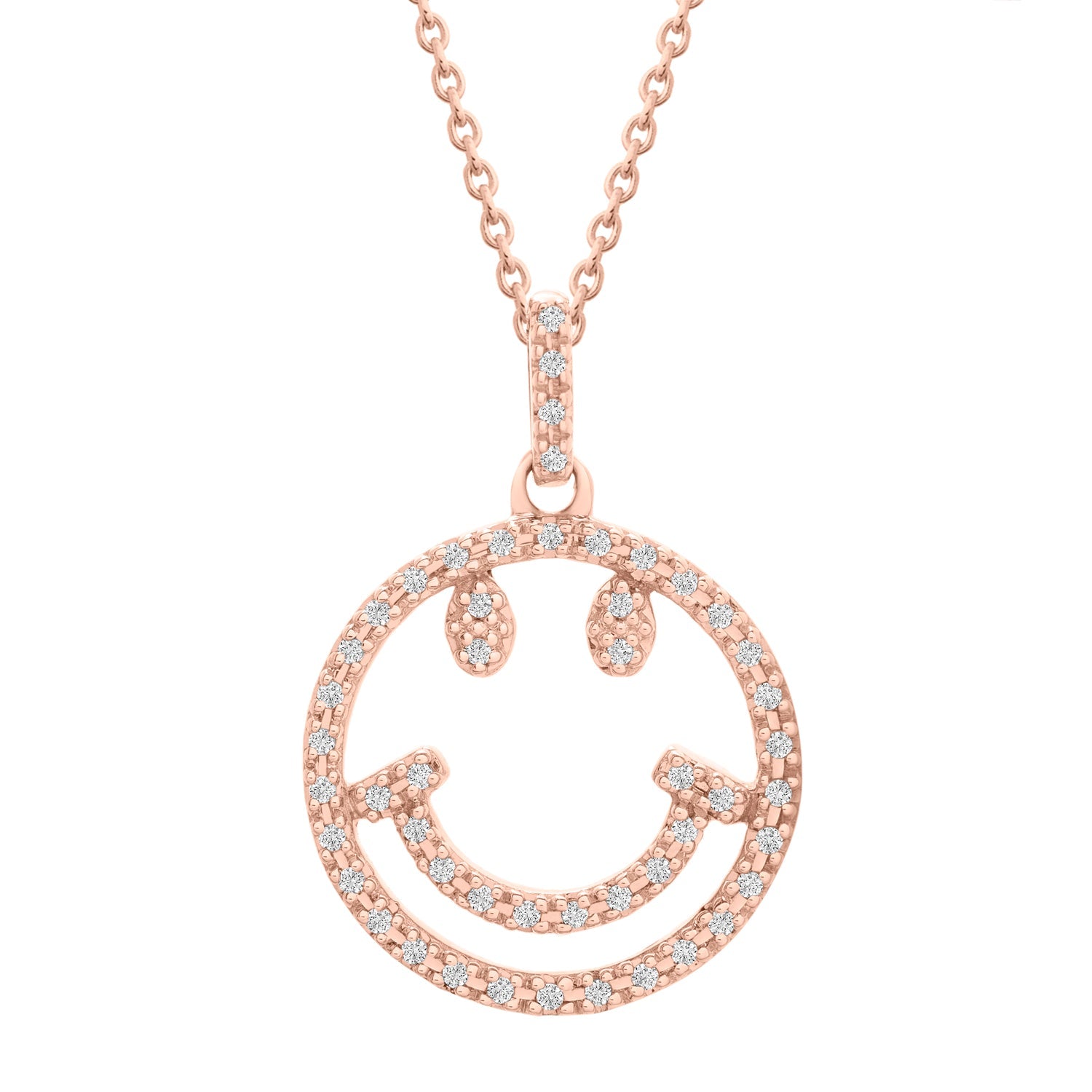 Pio Smiley Diamond Pendant in Rose Gold
