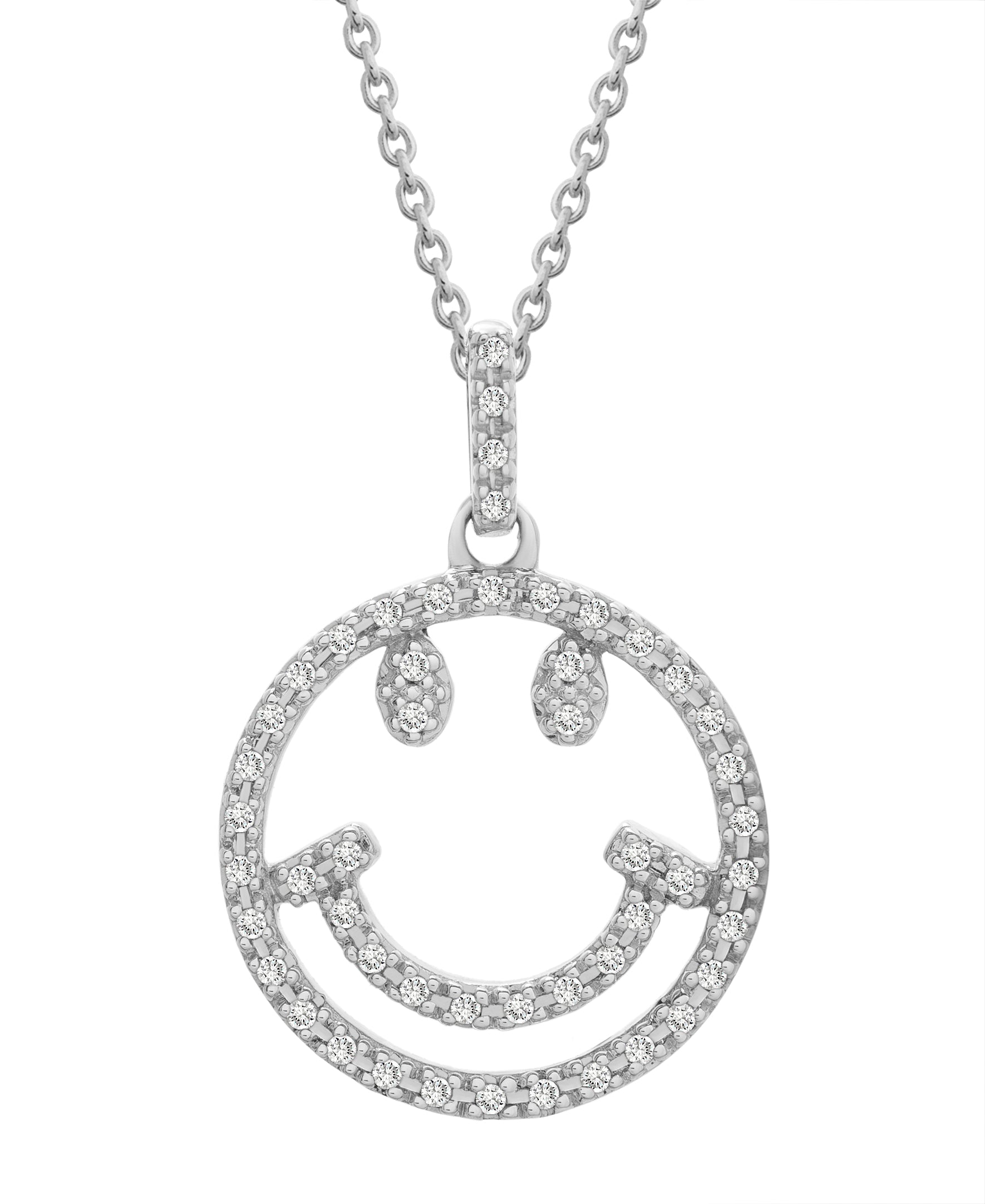 Pio Smiley Diamond Pendant in White Gold