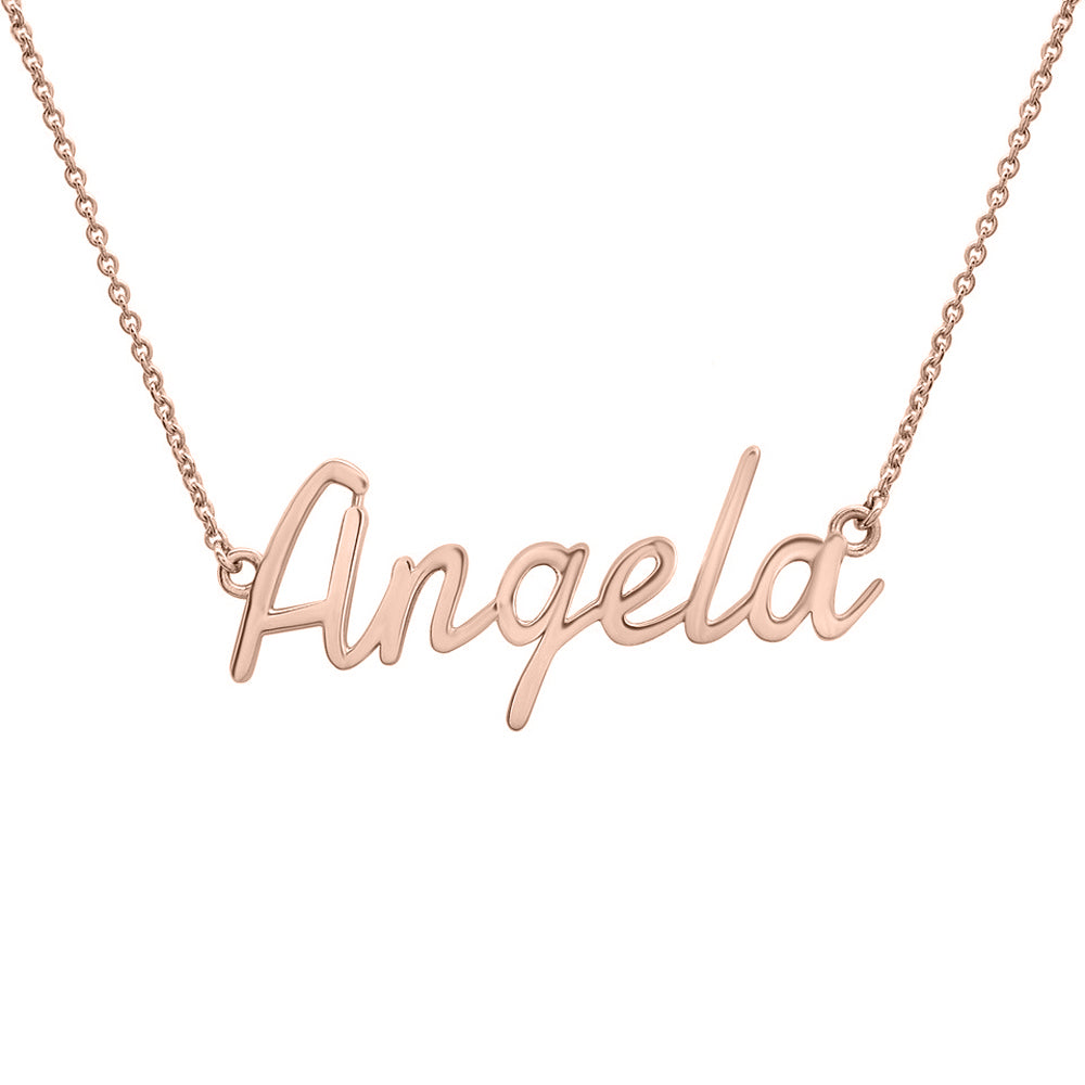 Custom Name Necklace In Rose Gold Chain With Angela Name