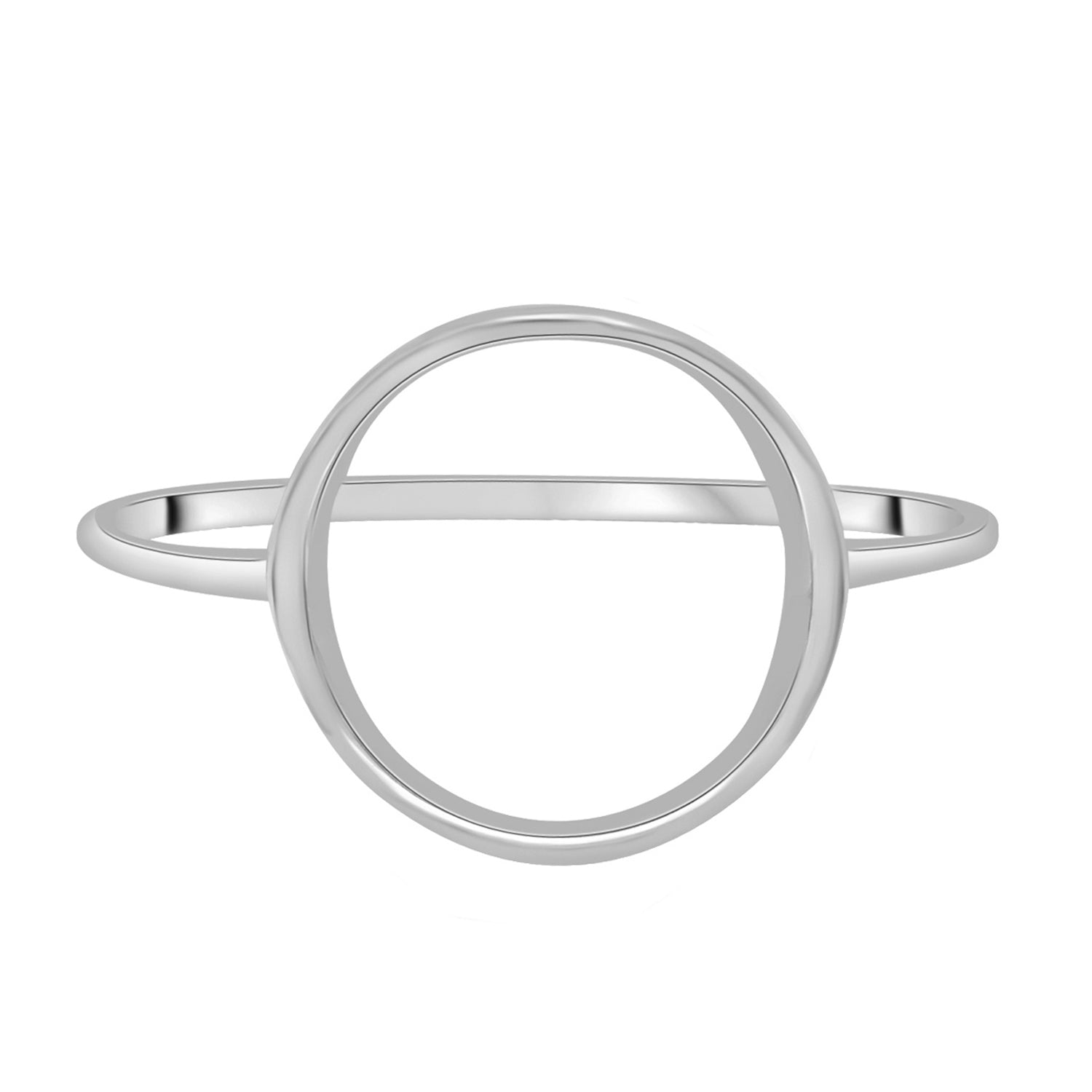 Open Circle Plain Gold Shape Ring in White Gold