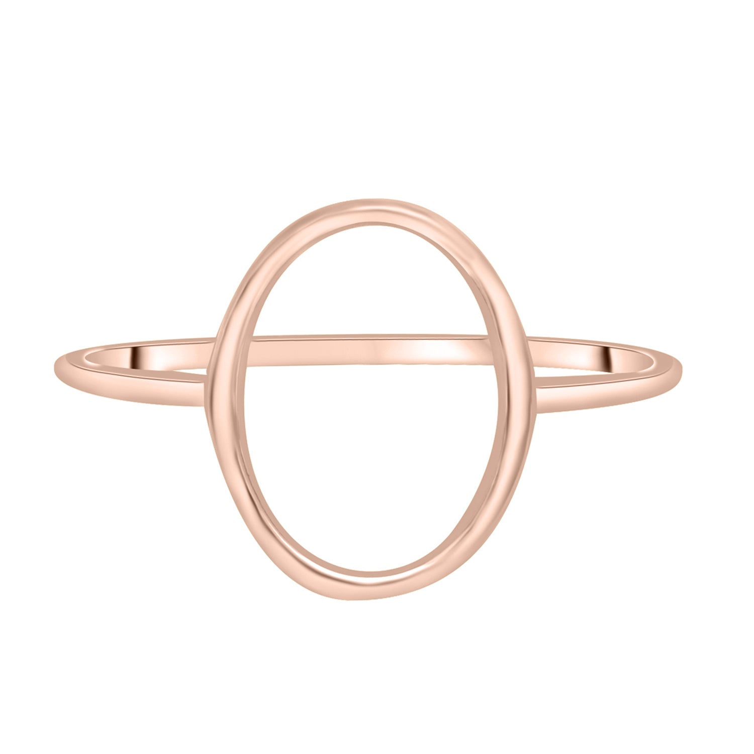 Open Oval Plain Gold Shape Ring in Rose Gold