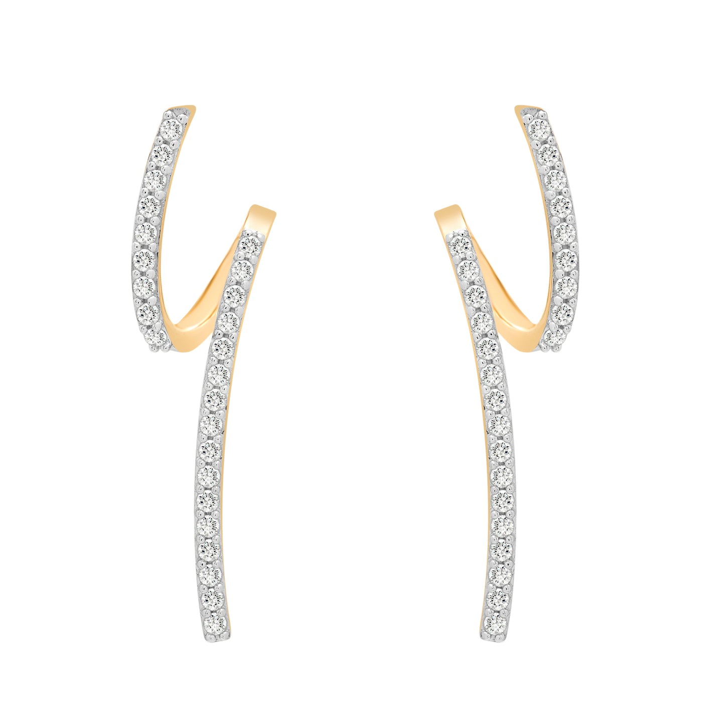 Eddi Diamond Free Form Earrings With Gold Coated