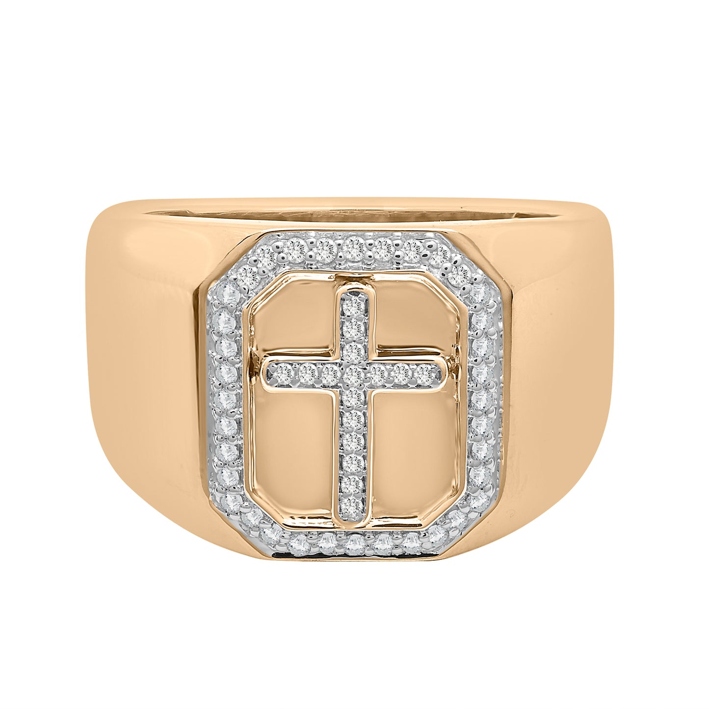 Diamond Cross Signet Ring In Gold