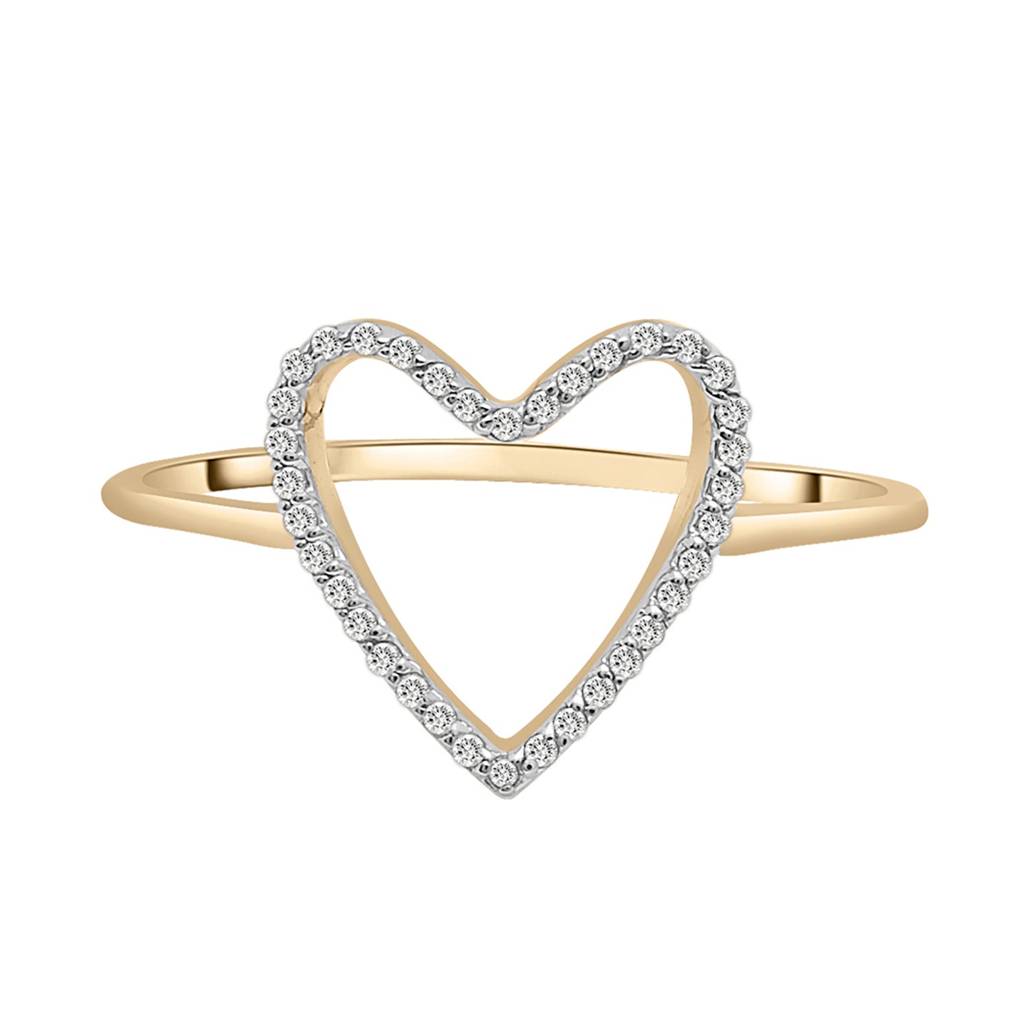 Open Heart Diamond Shape Ring