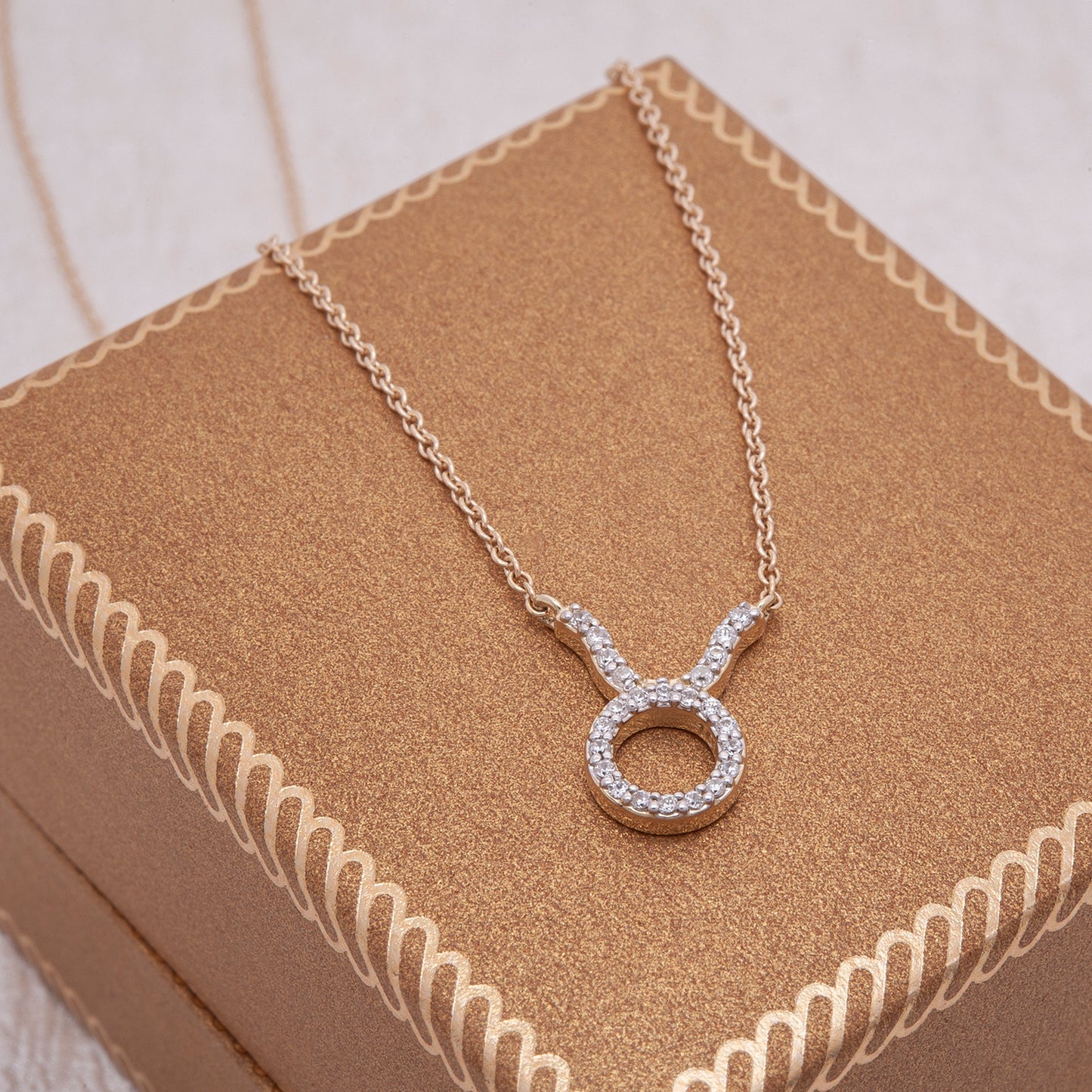 Taurus Zodiac Diamond Necklace in Yellow Gold  for Neck