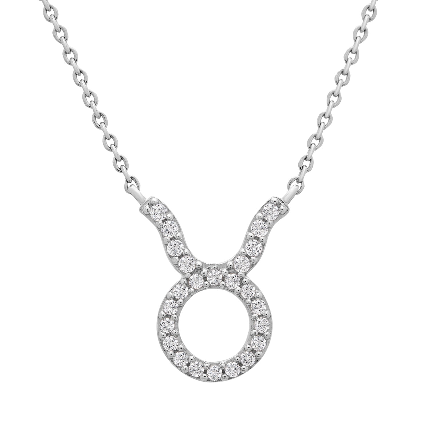 Taurus Zodiac Diamond Necklace in White Gold 