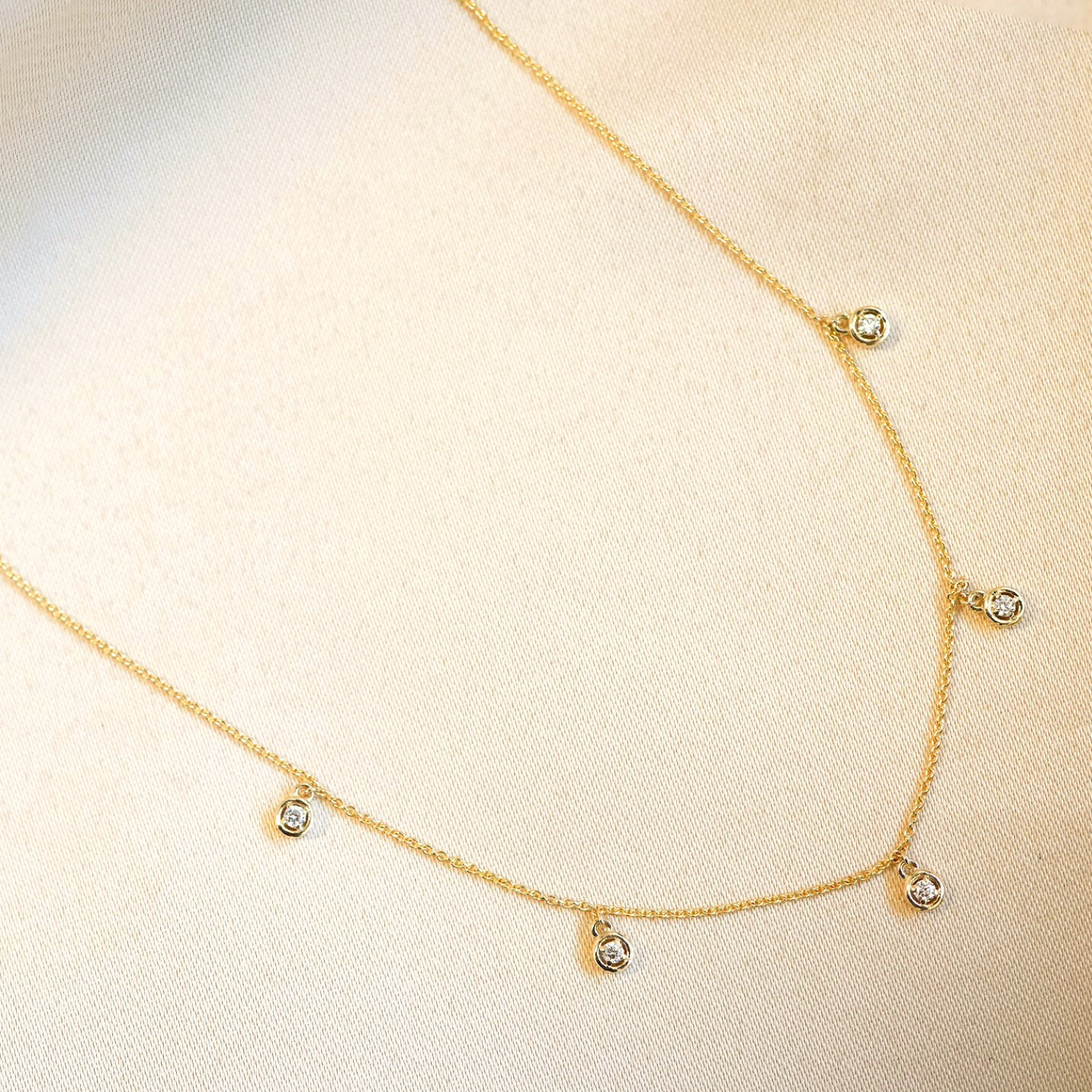 Diamond Station Necklace in Gold
