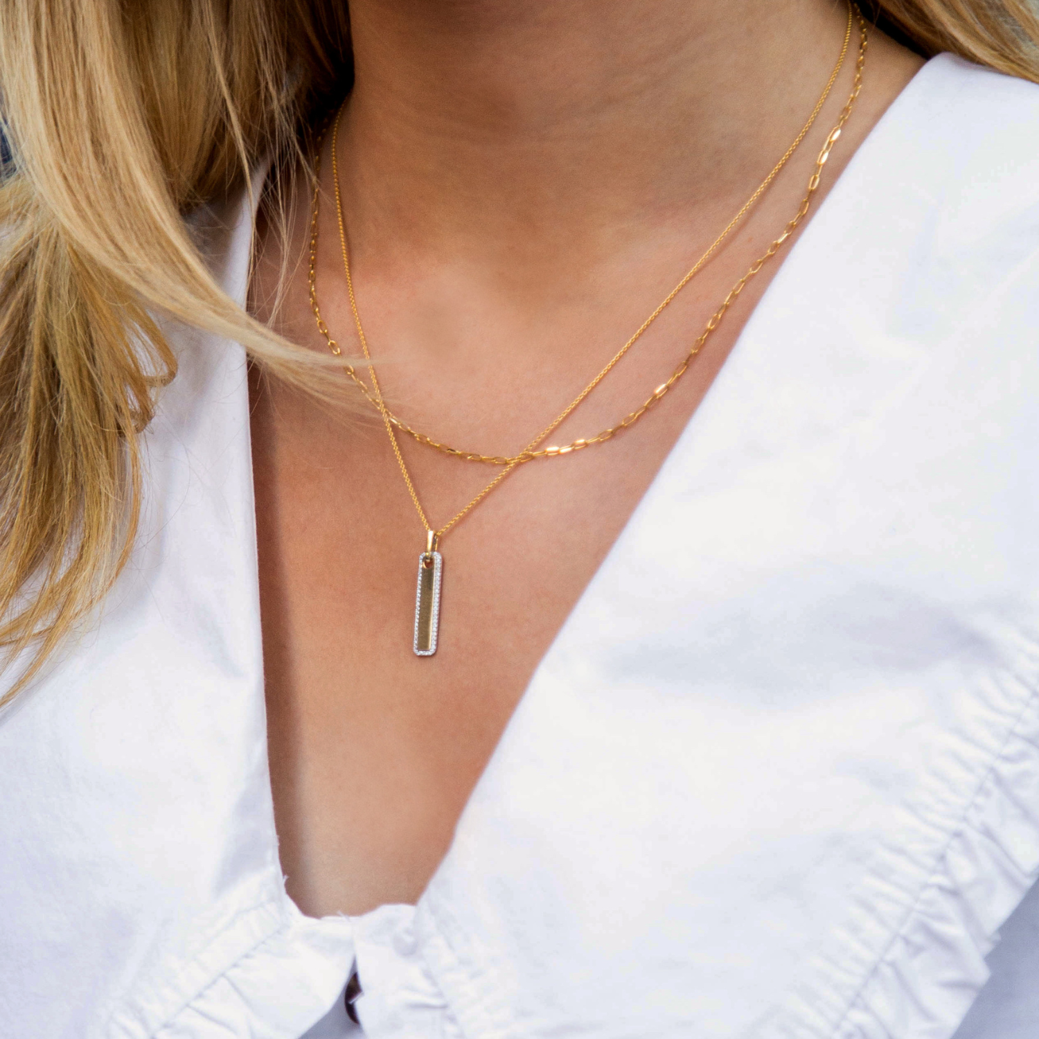 Midi Paperclip Chain Necklace In Lady's Neck with Gold Chain